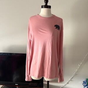 Old Navy Pink Long Sleeve Tee with Bear Graphic